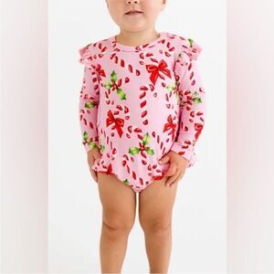 Posh Peanut NWT HELEN RUFFLE LONG SLEEVE BUBBLE ROMPER 3-6 months